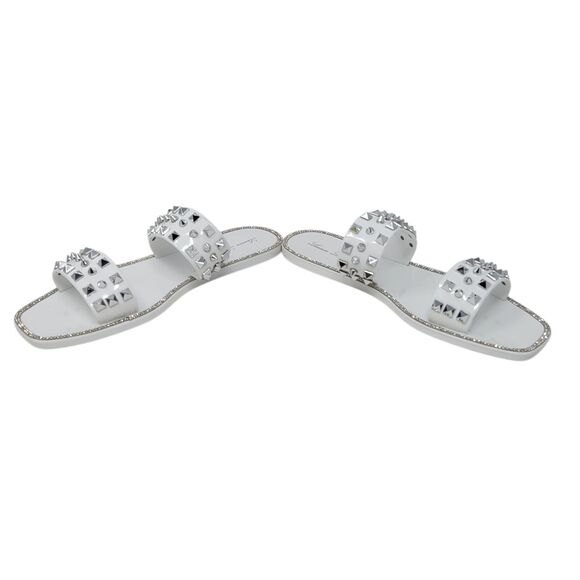 Lauren Lorraine Studley White Jeweled Slip On Slide Sandals Size 9 NEW in Box - Picture 5 of 10